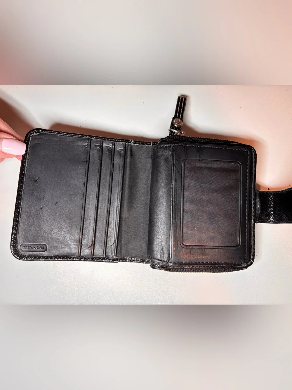 Coach Signature Stripe Slim Medium Wallet **USED** - Picture 2 of 7